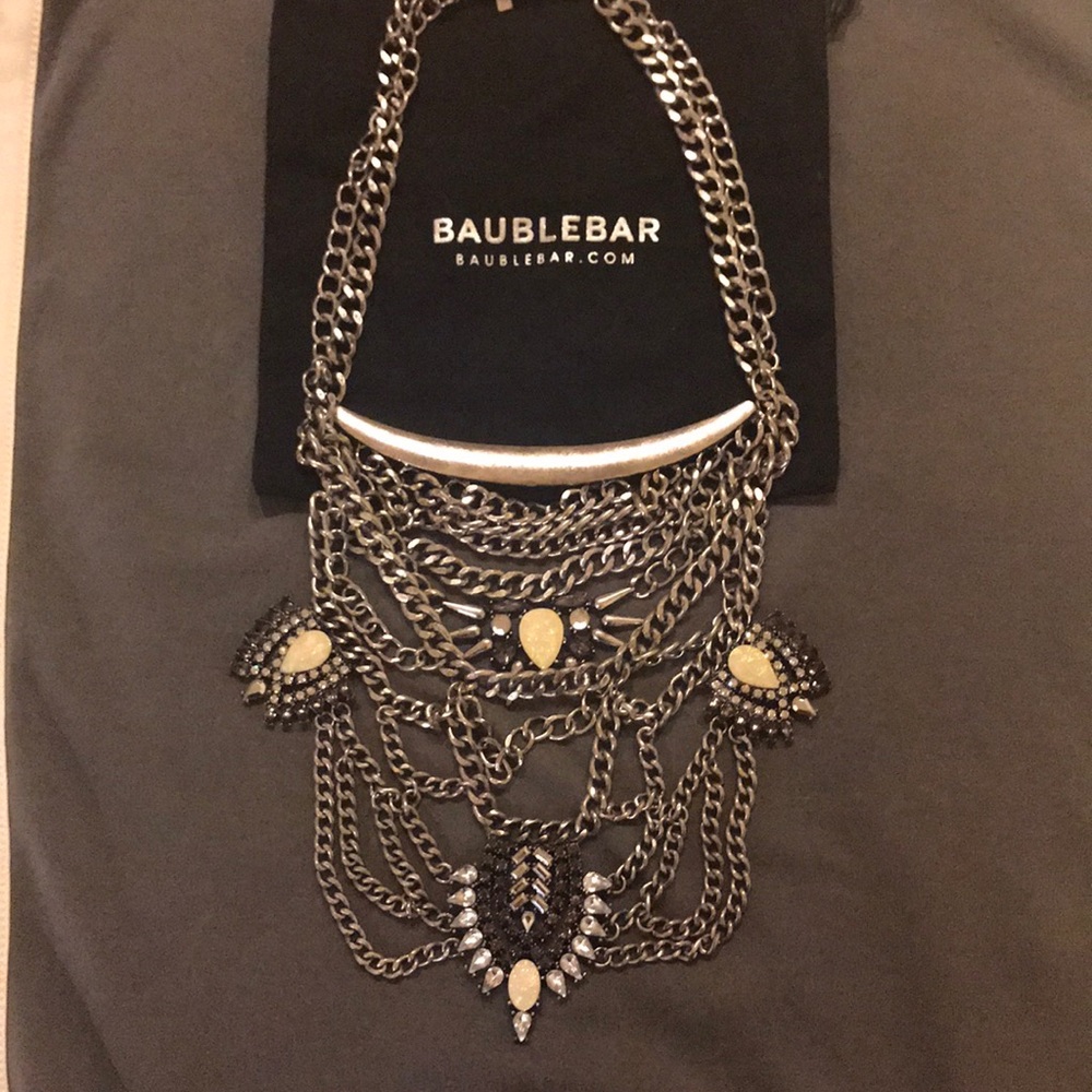 Eclectic Metal Chain Bauble Bar Necklace